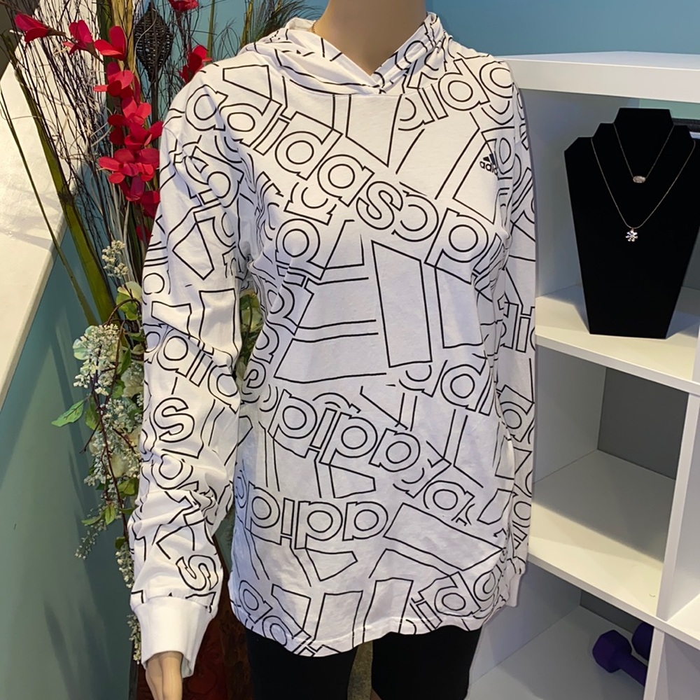 Like new! Adidas logo outline long sleeve with hood